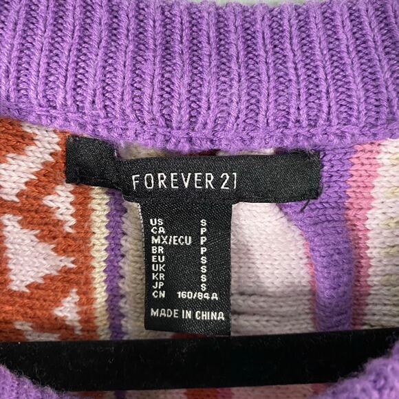 Forever 21 Women Purple 3D Knit Crew Neck Cropped Sweater Size S - Picture 7 of 8